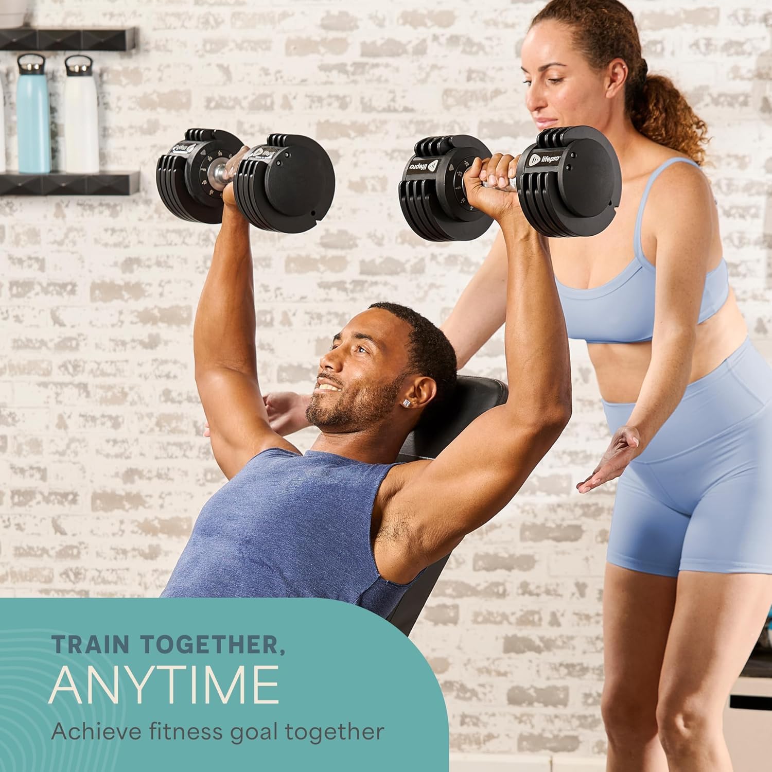 Lifepro Adjustable Dumbbells Set – 15lb, 25lb Pair or 43lb, 55lb & 90lb Single – Quick Adjustment, Anti Slip Handle – Space Saving & Strength Training Weights for Home Gym Exercise & Fitness