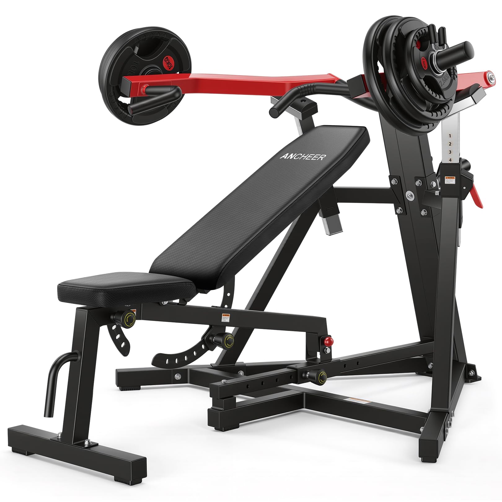 ANCHEER Chest Press Machine with Weight Bench, 1250LBS Bench Press Machine with Independent Arms, 10+5 Adjustable for Full Chest & Upper Body Strength Training Home Gym Equipment