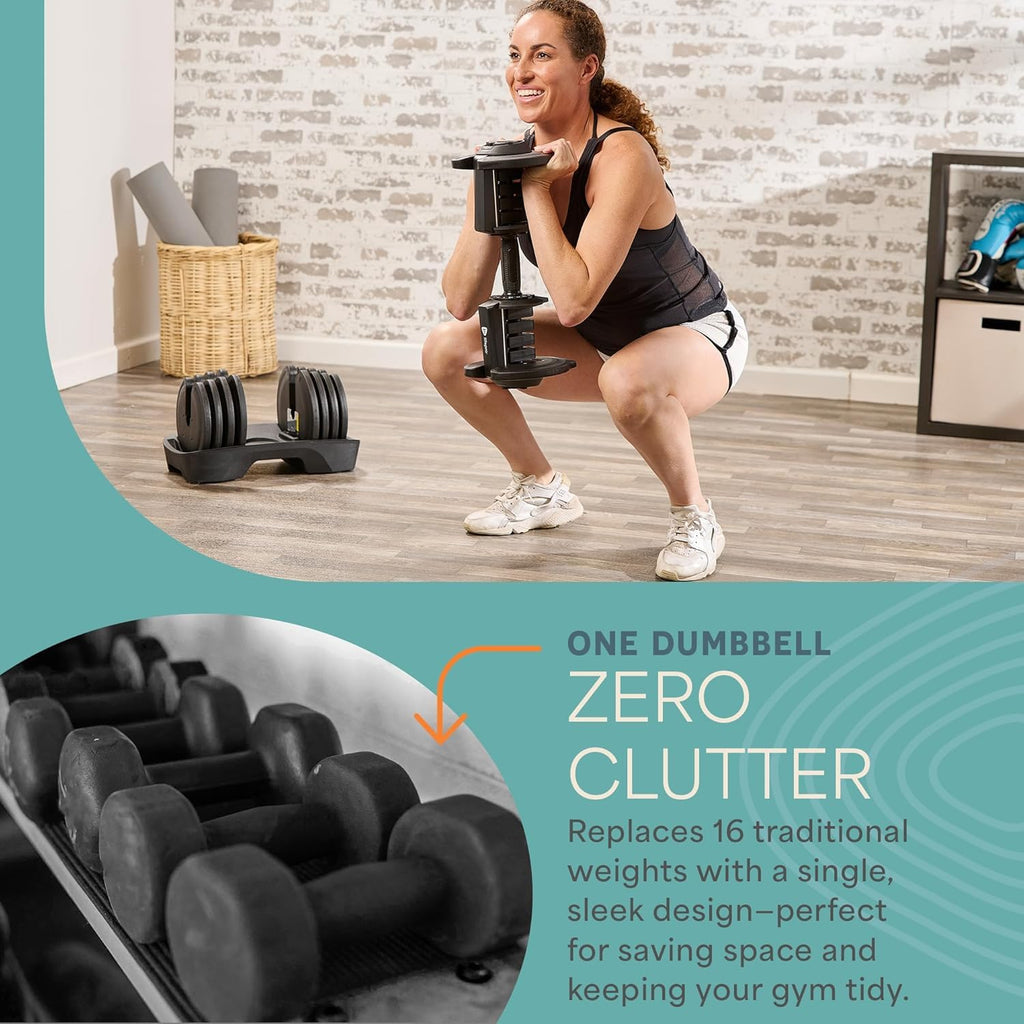 Lifepro Adjustable Dumbbells Set – 15lb, 25lb Pair or 43lb, 55lb & 90lb Single – Quick Adjustment, Anti Slip Handle – Space Saving & Strength Training Weights for Home Gym Exercise & Fitness