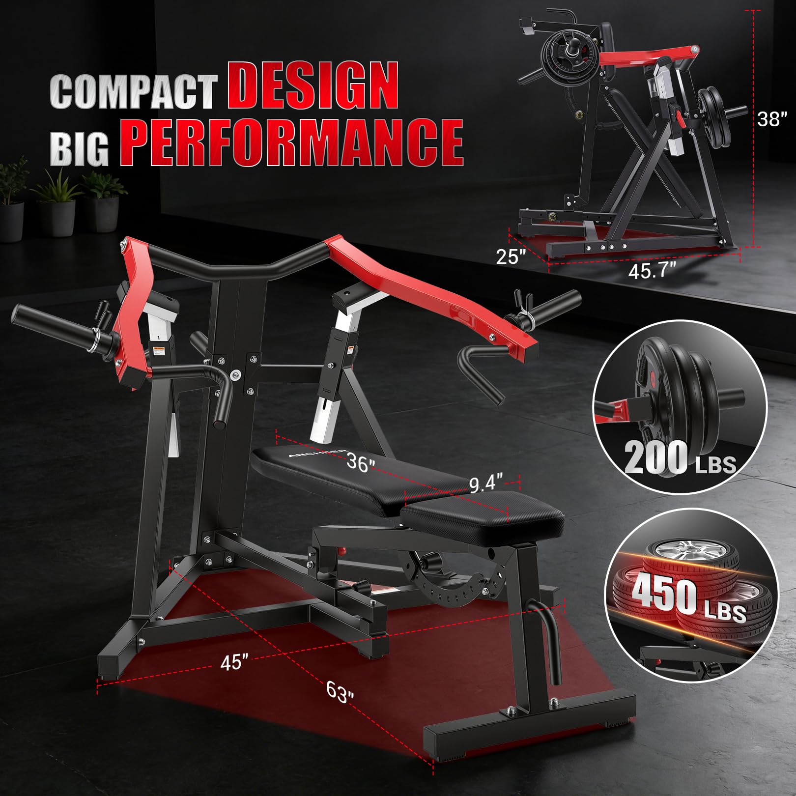 ANCHEER Chest Press Machine with Weight Bench, 1250LBS Bench Press Machine with Independent Arms, 10+5 Adjustable for Full Chest & Upper Body Strength Training Home Gym Equipment
