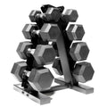 CAP Barbell Rubber Coated Dumbbell Weight Set with Vertical Rack | 100 lb, 150 lb, and 210 lb Options