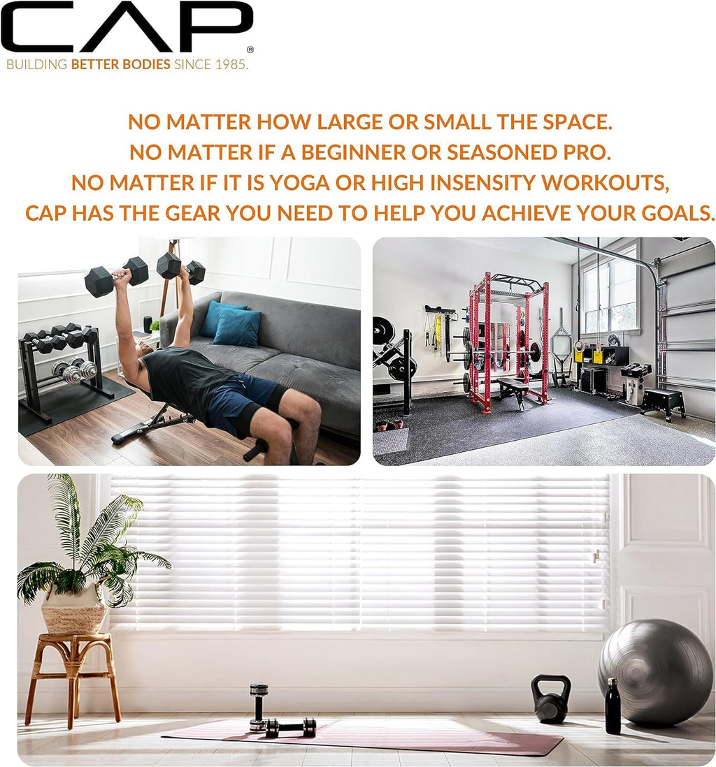 CAP Barbell Rubber Coated Dumbbell Weight Set with Vertical Rack | 100 lb, 150 lb, and 210 lb Options