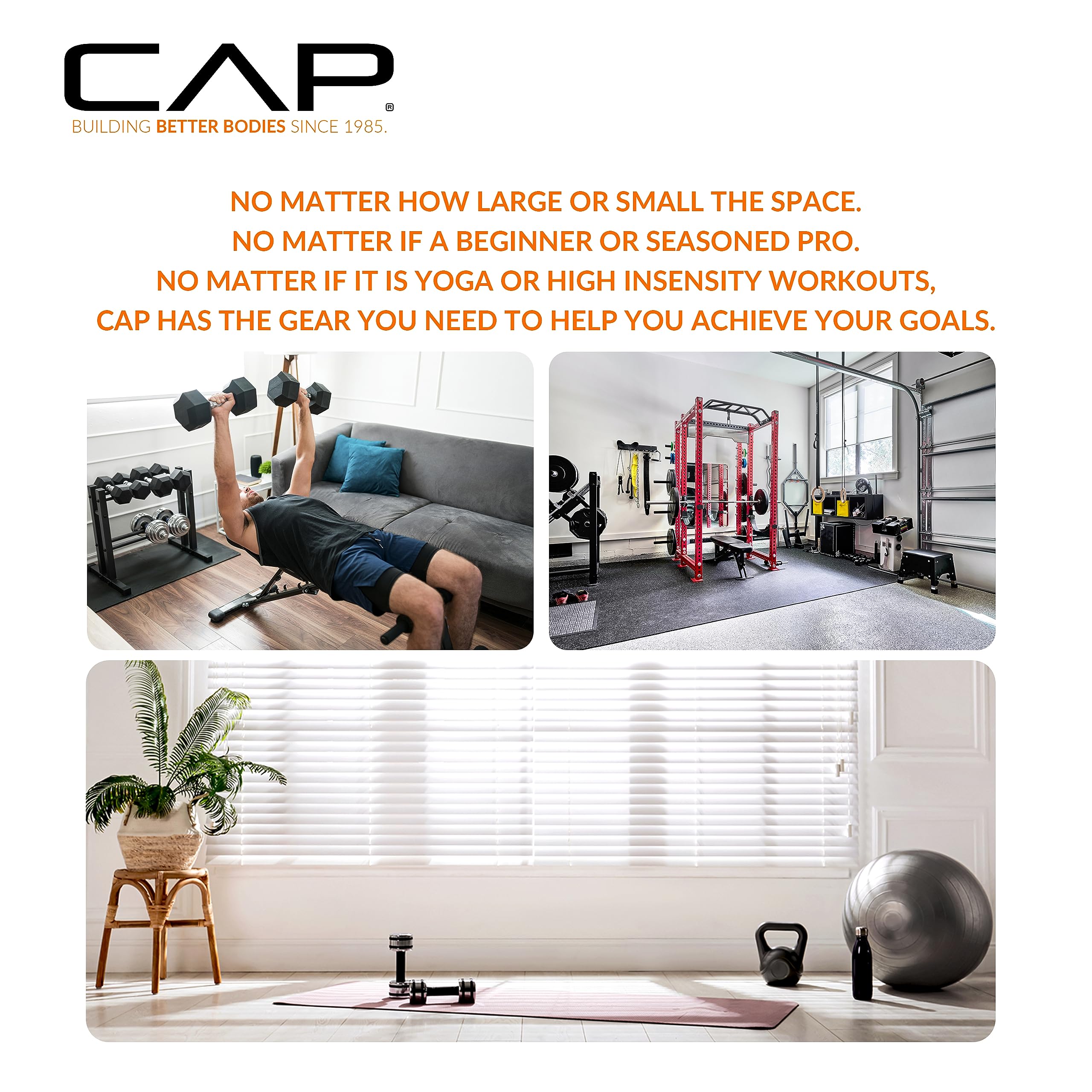 CAP Barbell Rubber Coated Dumbbell Weight Set with Vertical Rack | 100 lb, 150 lb, and 210 lb Options