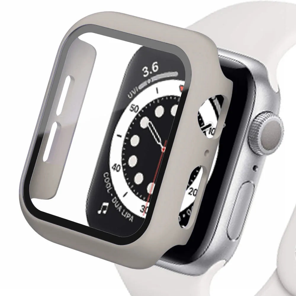 Tempered Glass+cover For Apple Watch Accessories 45mm 41mm 44mm 40mm 42mm Screen Protector Apple watch Case serie 9 4 5 6 SE 7 8