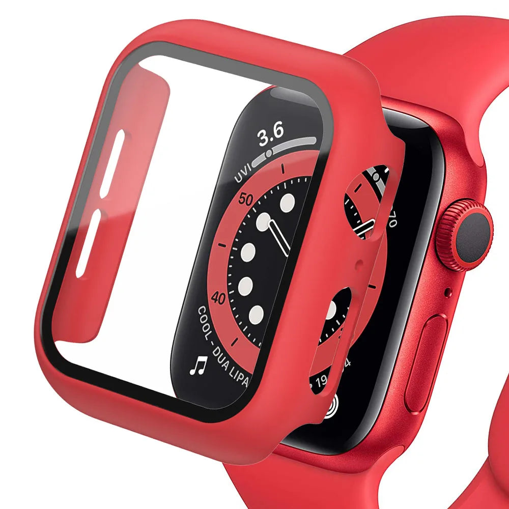 Tempered Glass+cover For Apple Watch Accessories 45mm 41mm 44mm 40mm 42mm Screen Protector Apple watch Case serie 9 4 5 6 SE 7 8