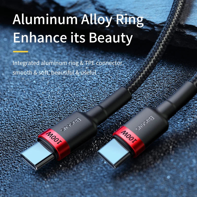 Baseus 100W/5A USB C To USB Type C Cable For iPhone 16 15 PD Fast Charging Charger Cord For Macbook Samsung Xiaomi Type-C Cable