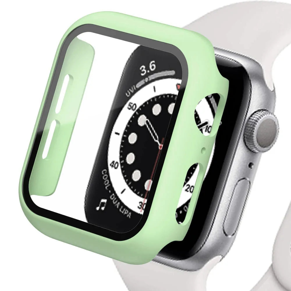 Tempered Glass+cover For Apple Watch Accessories 45mm 41mm 44mm 40mm 42mm Screen Protector Apple watch Case serie 9 4 5 6 SE 7 8