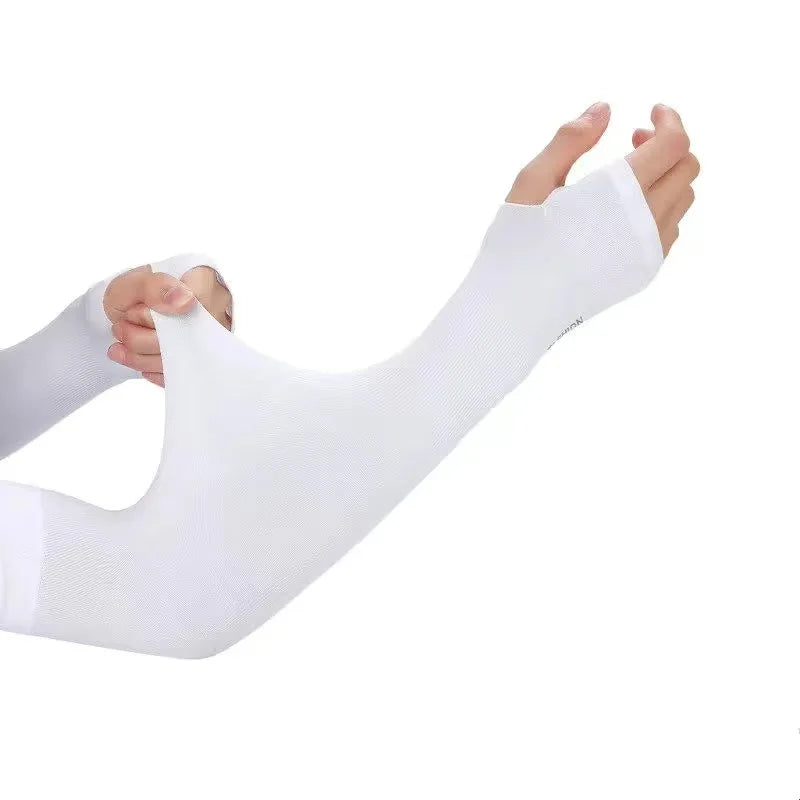Summer Ice Silk Arm Sleeves Riding Sports Sunscreen Arm Cuff Sleeve Fishnet Fingerless Long Gloves Black Punk Rock Mesh Glove