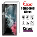 3Pcs Curved Tempered Glass For Samsung Galaxy S25 S23 S21 S24 Ultra S20 Plus Screen Protector For Samsung Note 9 10 20 S10 S9