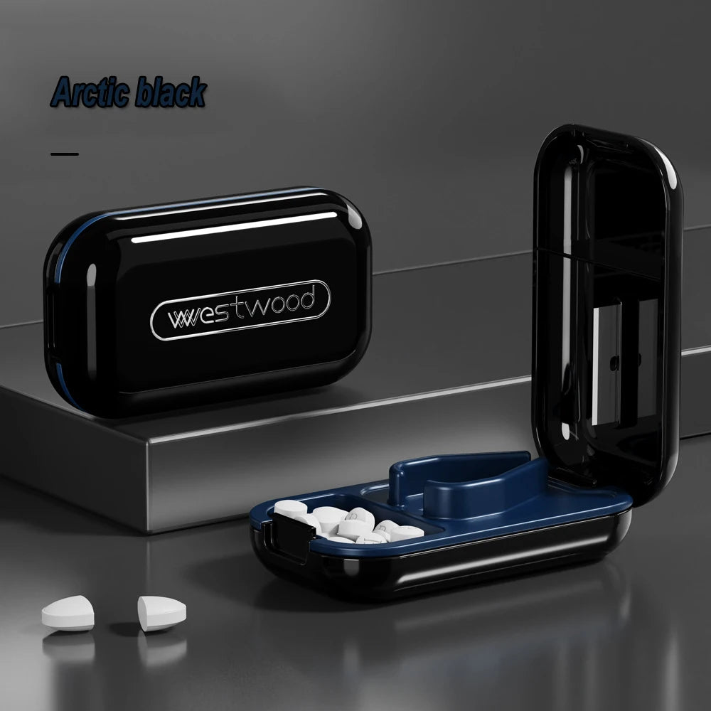 Pill Cutter With Invisible Storage Box Portable 2 In 1 Mini Drug Tablet Medicine Small Small Medicine Box Health Care Pills Case