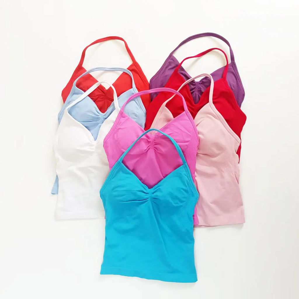 NCLAGEN Impact Longline Strappy Top Sports Yoga Vest Women's Fitness Tank Top Gym Beautiful Open Back Bra Running Workout Halter