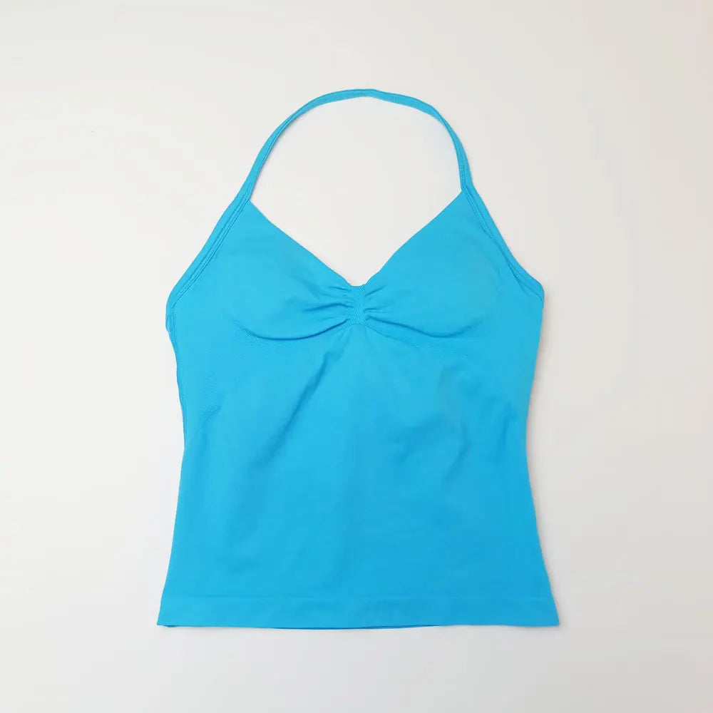 NCLAGEN Impact Longline Strappy Top Sports Yoga Vest Women's Fitness Tank Top Gym Beautiful Open Back Bra Running Workout Halter