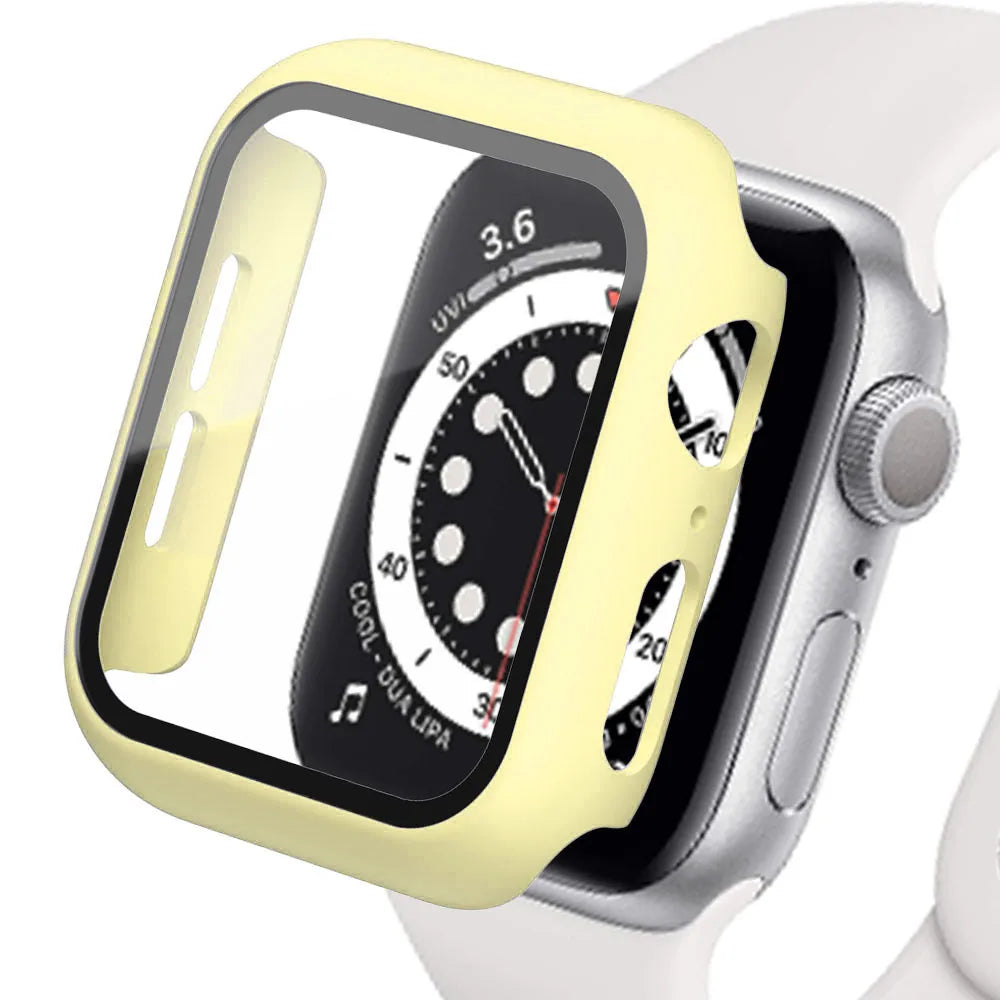Tempered Glass+cover For Apple Watch Accessories 45mm 41mm 44mm 40mm 42mm Screen Protector Apple watch Case serie 9 4 5 6 SE 7 8