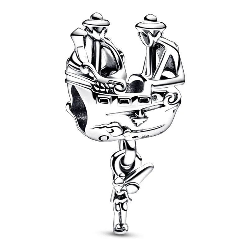 Disney Mickey Minnie Ice and Snow Princess Cartoon Series Pendant DIY Large Hole Zinc Charm Jewelry